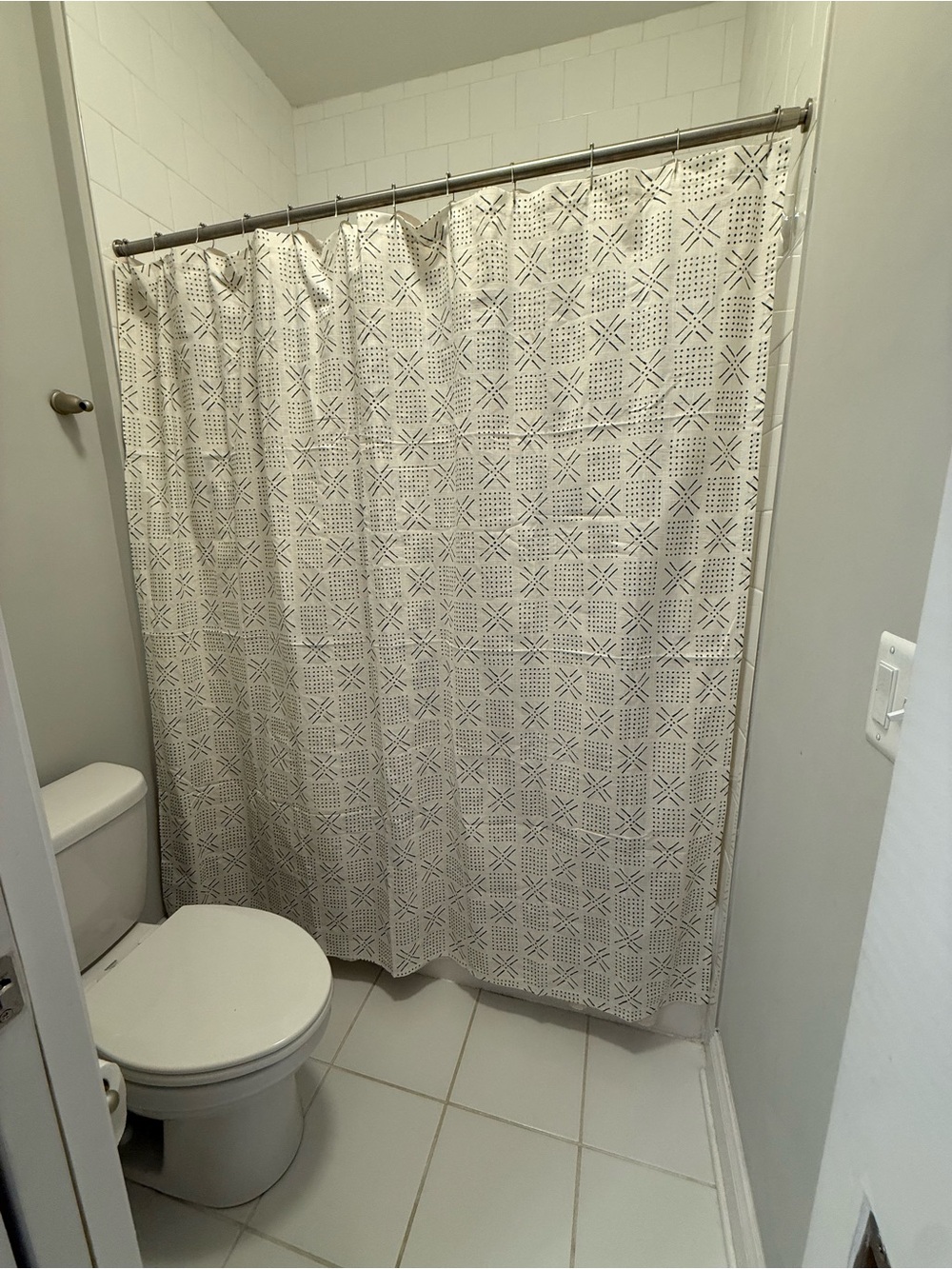 Threshold Neutral Pattern Shower Curtain Cotton Modern Farmhouse